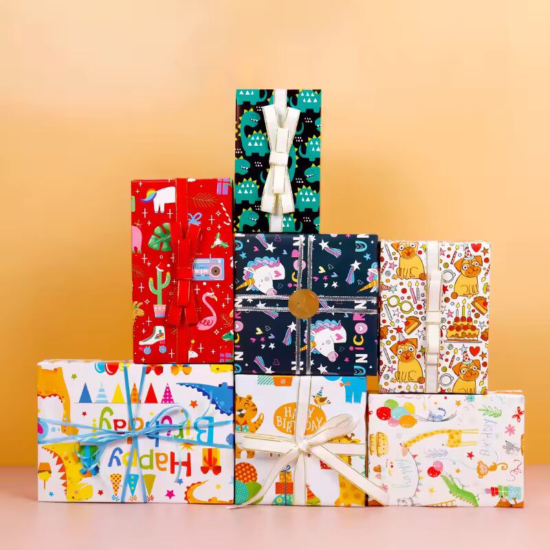 Fold 50x70cm Cartoon Craft Paper Children's Gift Decoration Paper Dinosaur Mermaid Children's Friends Holiday Wrapping Paper